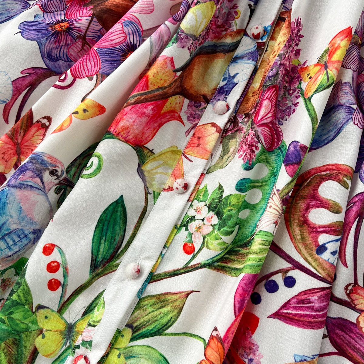 French Style Floral Sleeveless Shirt Dress