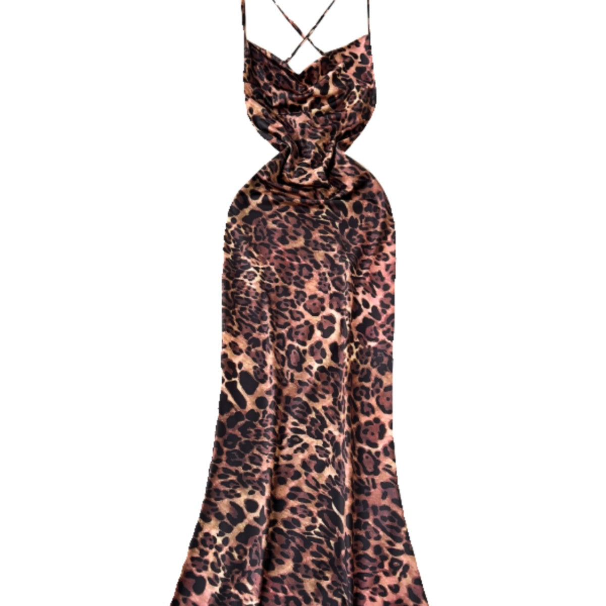 Backless Leopard Printed Slip Dress
