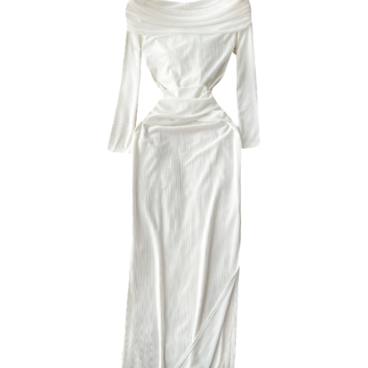 Solid Color Draped Neckline Dress
