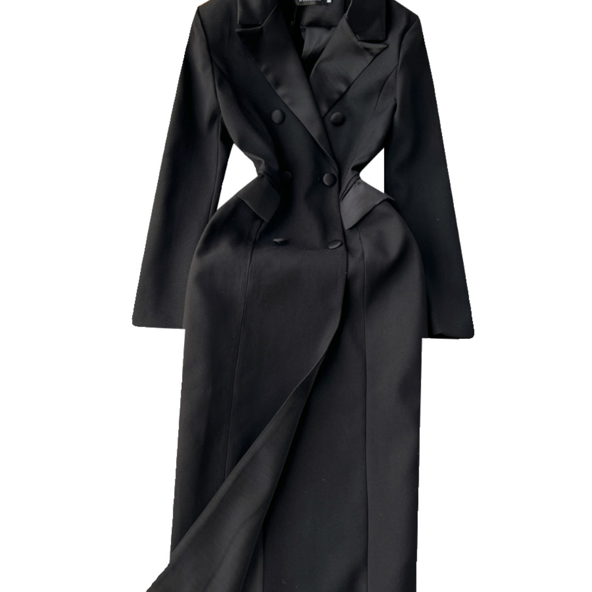 Double-breasted Black Coat Dress