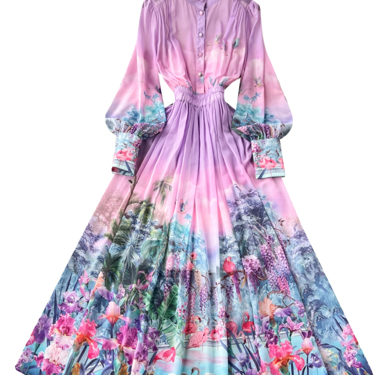 Courtly Stretchy Floral Chiffon Dress