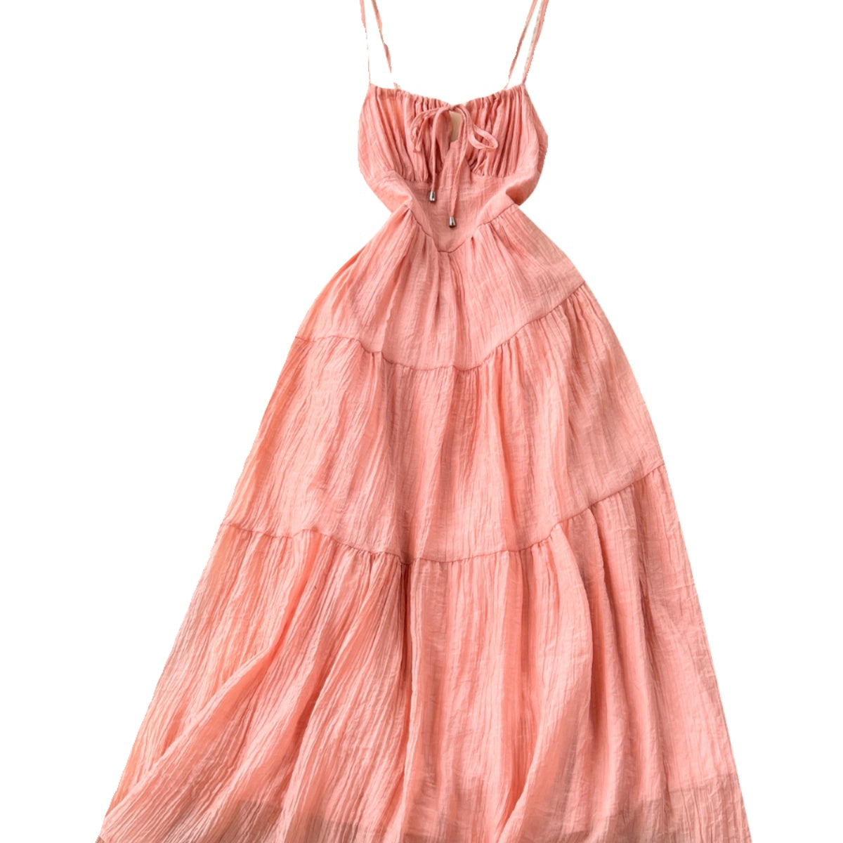 French Style Lace-up Ruffled Slip Dress