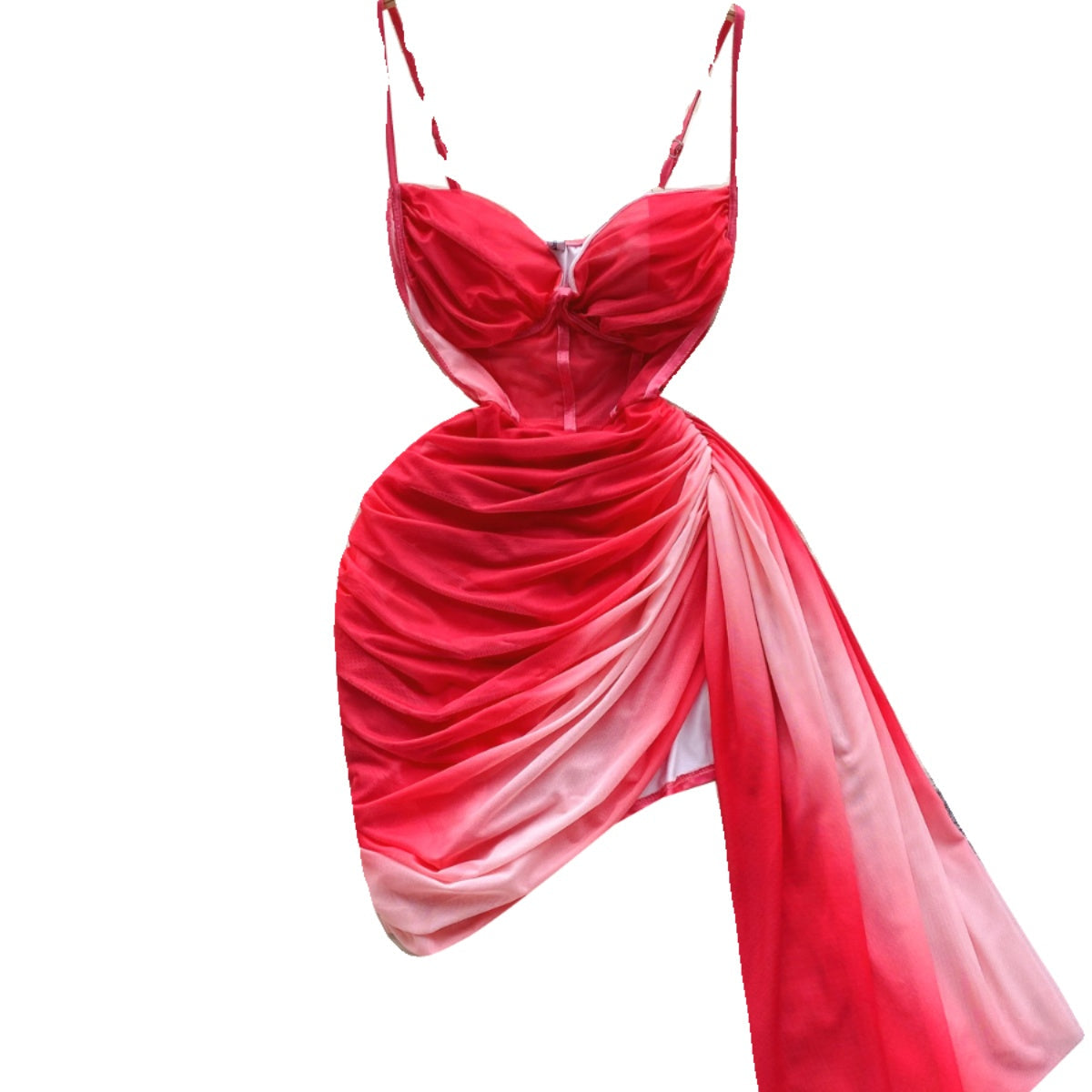 Irregular Design Gradient Tie-dye Slip Dress