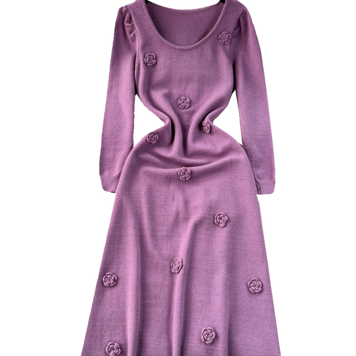 Simple Design Waist-slimming Knitted Dress