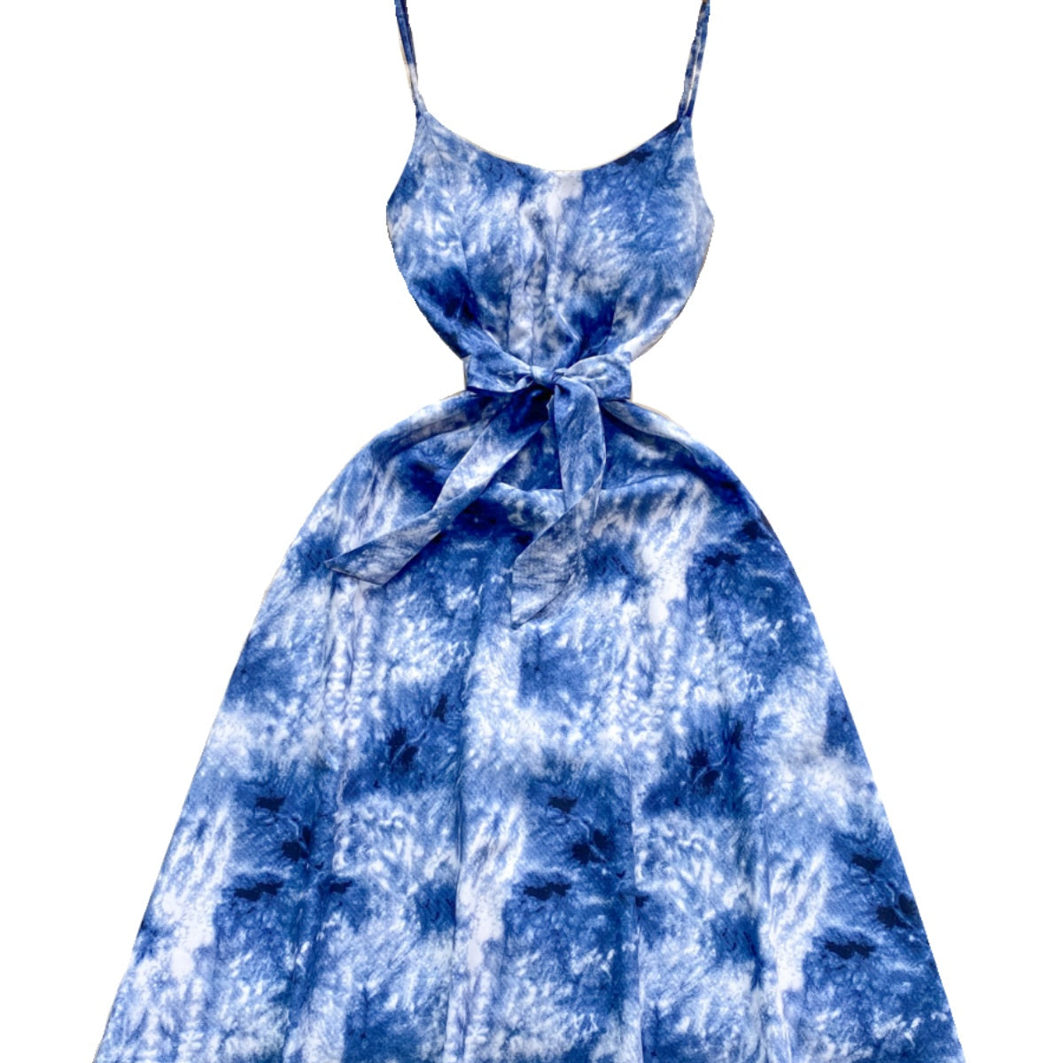 Bow-tie Tie-dye Floral Slip Dress