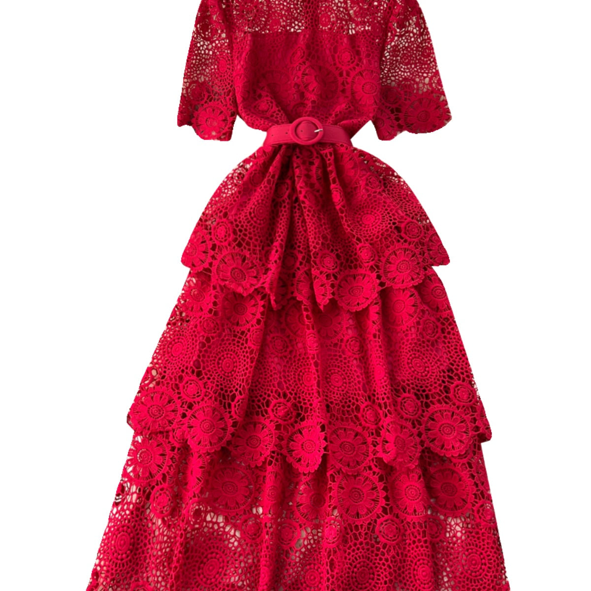 Delicate Hollowed Laec Cake Dress