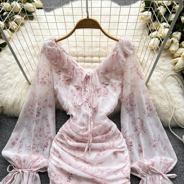 Fairy Pink Floral Pleated Dress