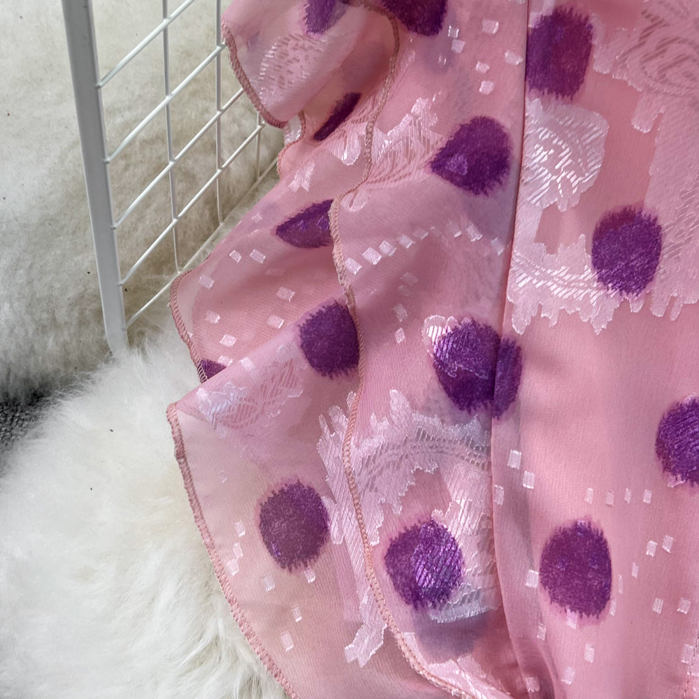 Ruffled Sleeve Polka Dot Shirt Dress