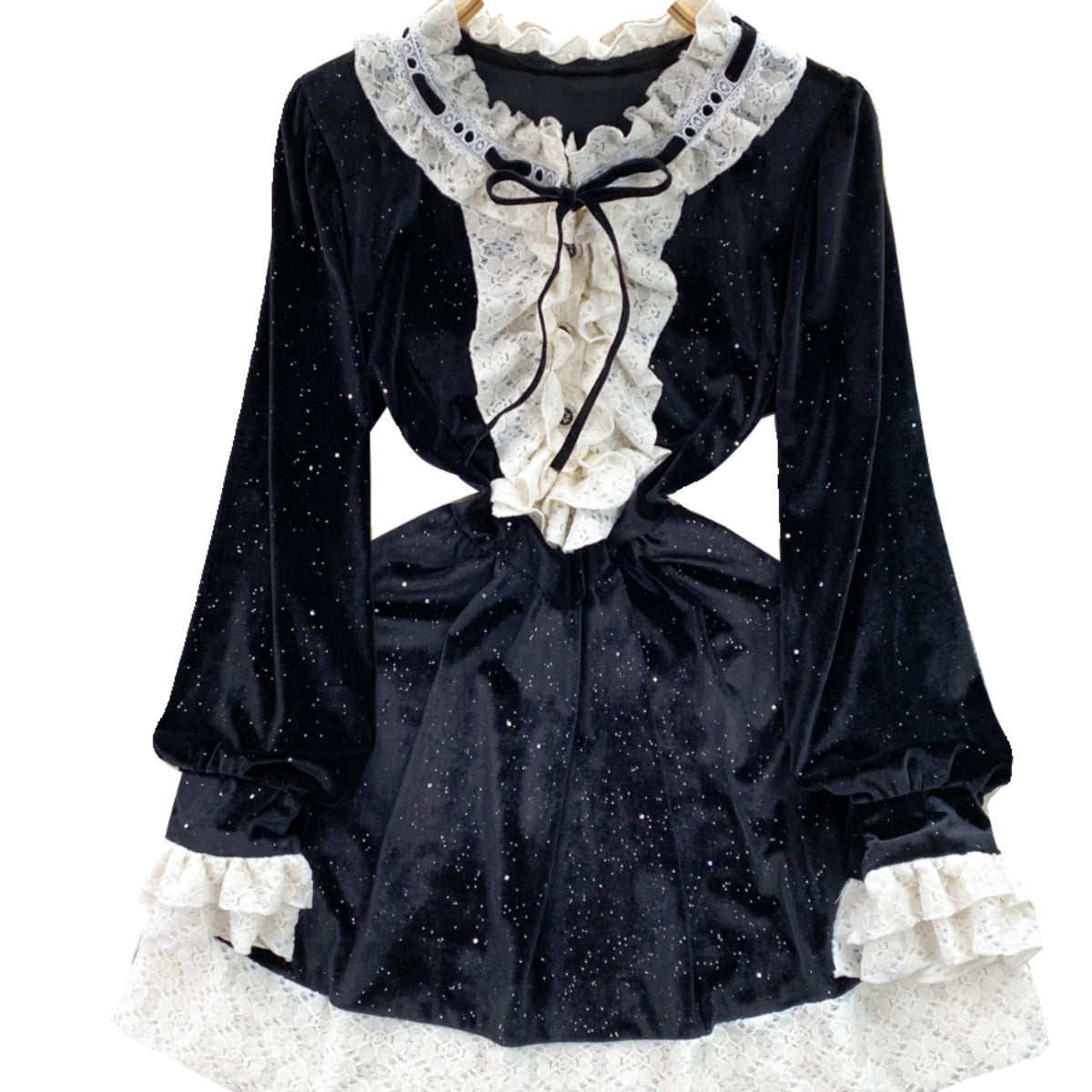 Sweetie Lace Trim Suede Dress