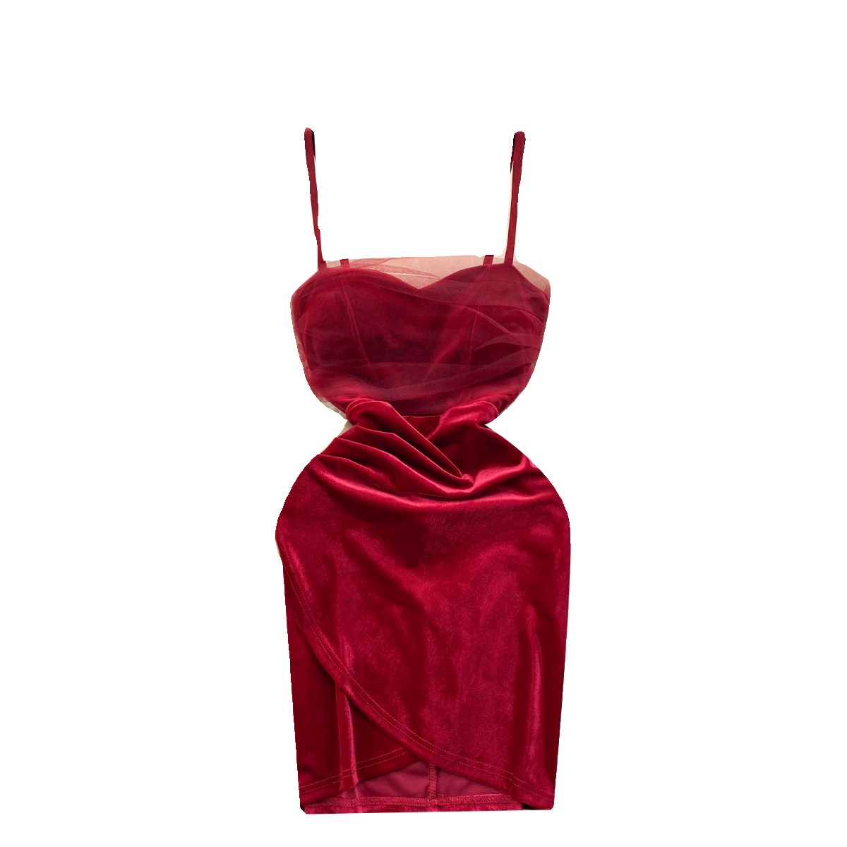 Mesh Patchwork Hip-wrapping Slip Dress