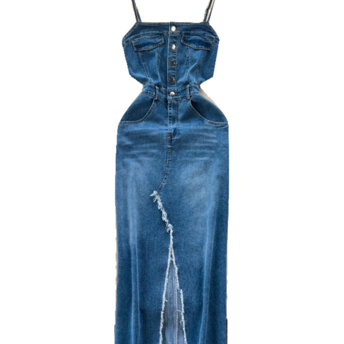 Vintage Denim Split Slip Dress