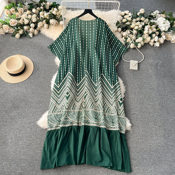 Sleeveless Dress&Printed Wrap 2Pcs