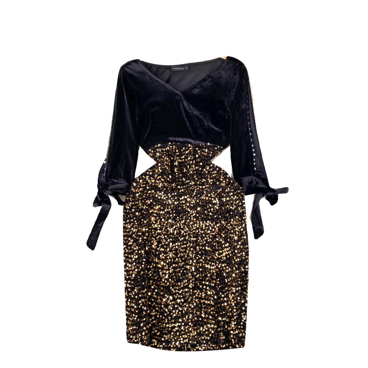 Elegant Sequin Patchwork Velvet Dress
