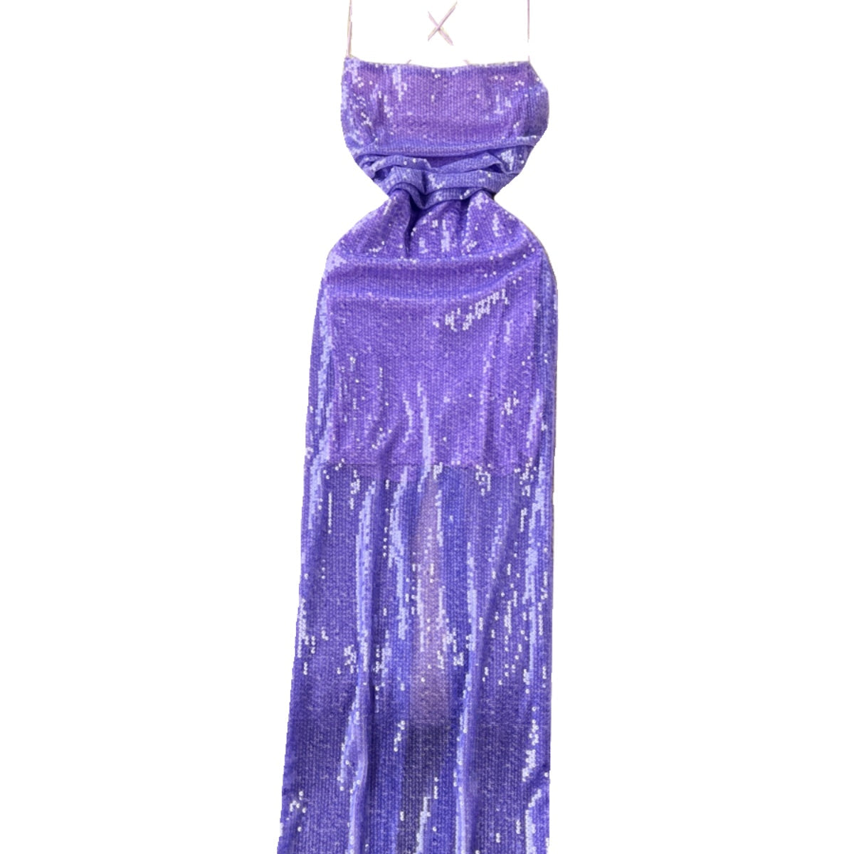 Backless Hollowed Sequin Slip Dress
