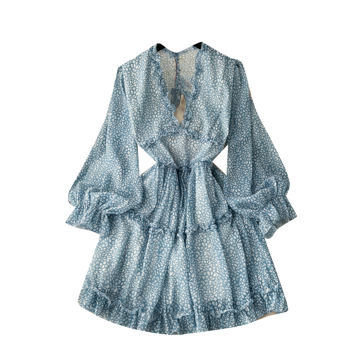Niche Hollowed Floral Chiffon Dress
