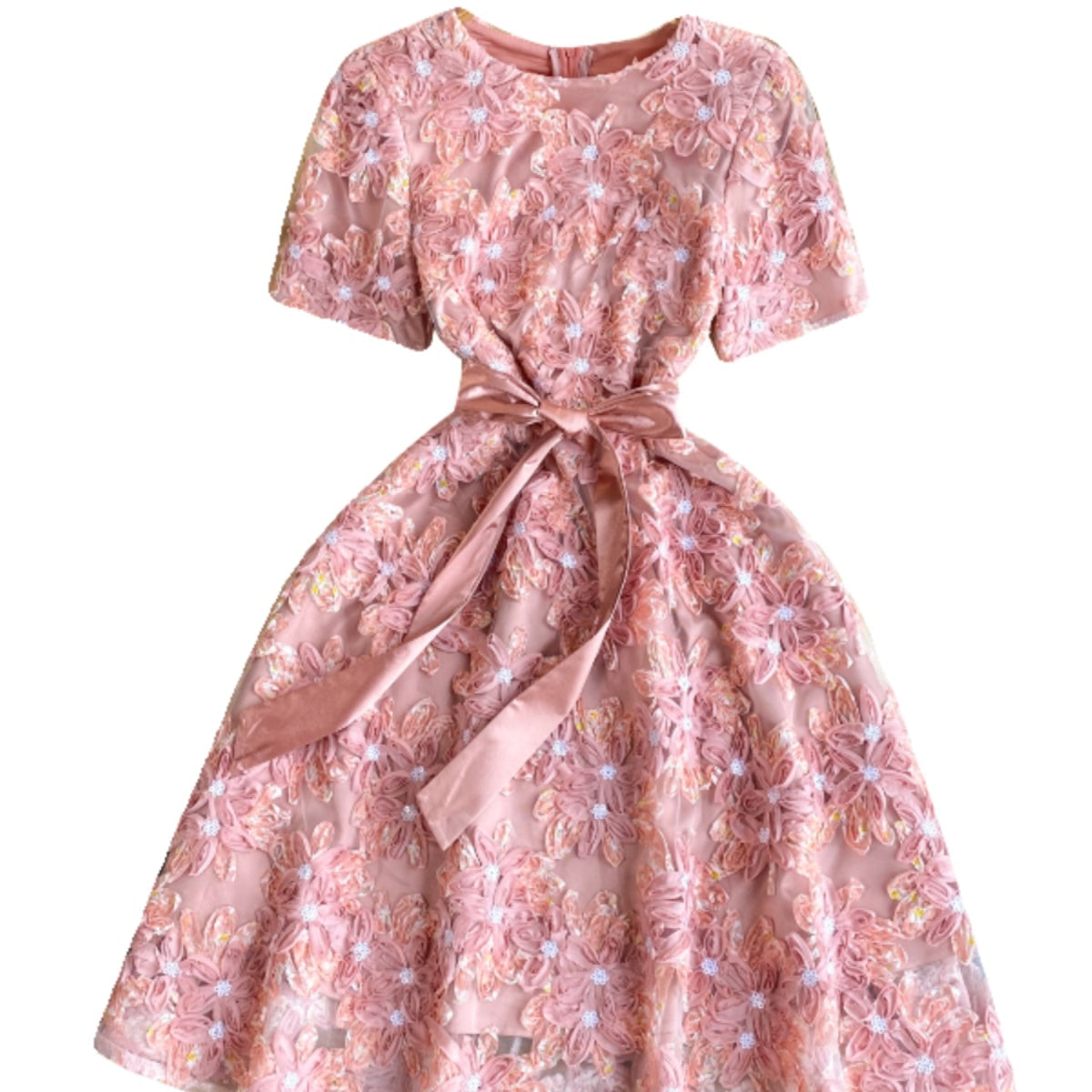 Pink Floral Embroidered Princess Dress