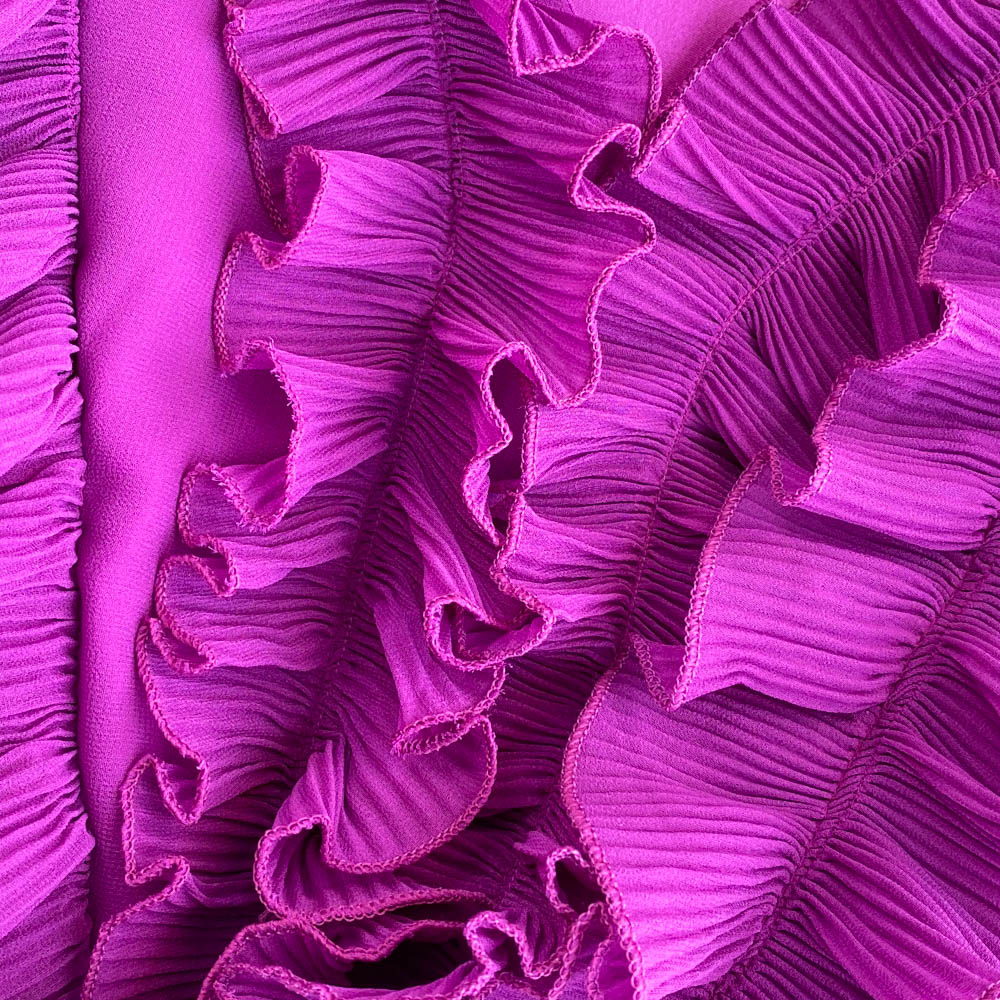Vintage Ruffle Puffy Sleeve Pleated Dress