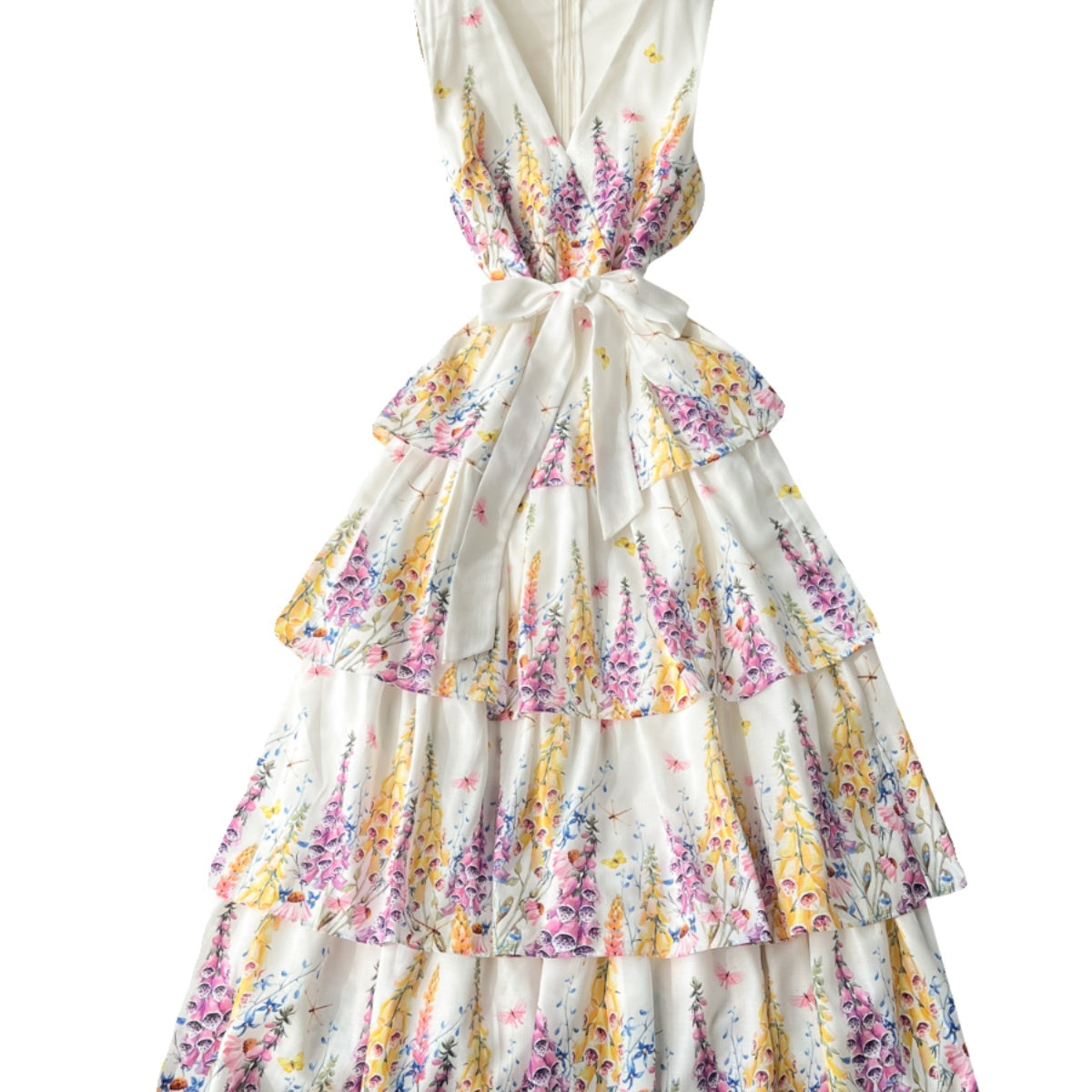 Elegant Sleeveless Floral Layered Dress