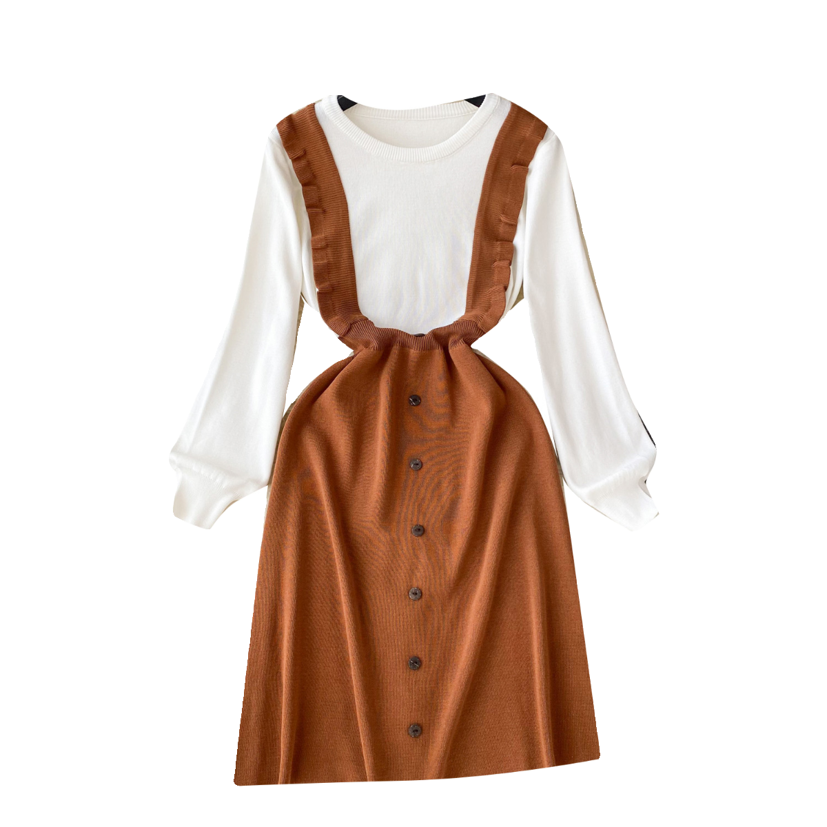 Faux Two-pieces Patchwork Knitted Dress