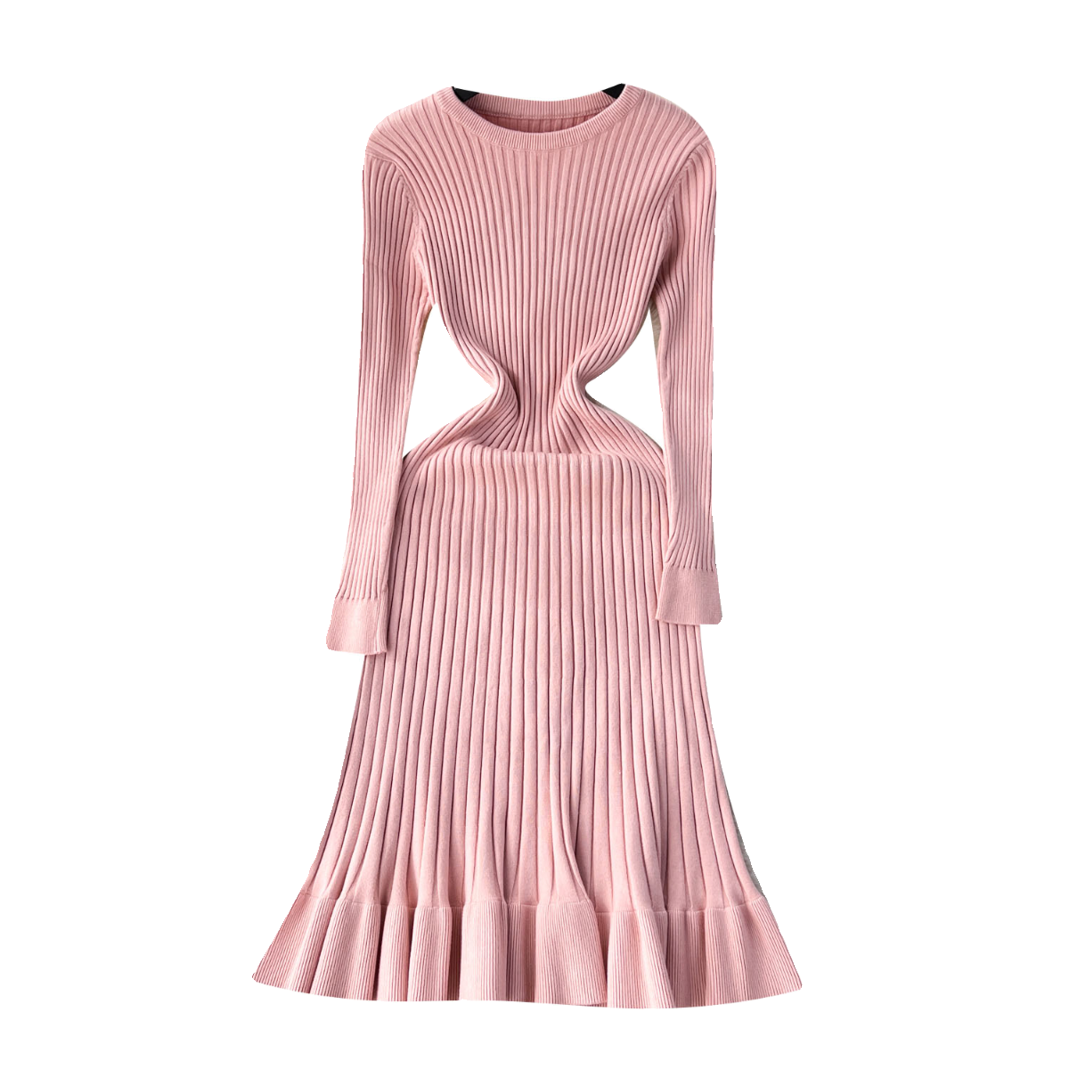 Ruffled Hem Knitted Bottoming Dress