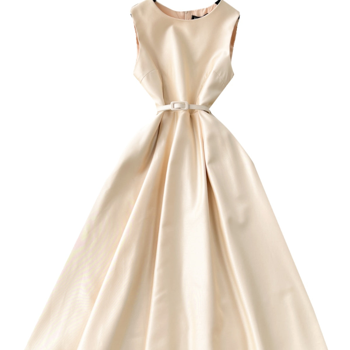 Courtly Sleeveless Solid Color Dress