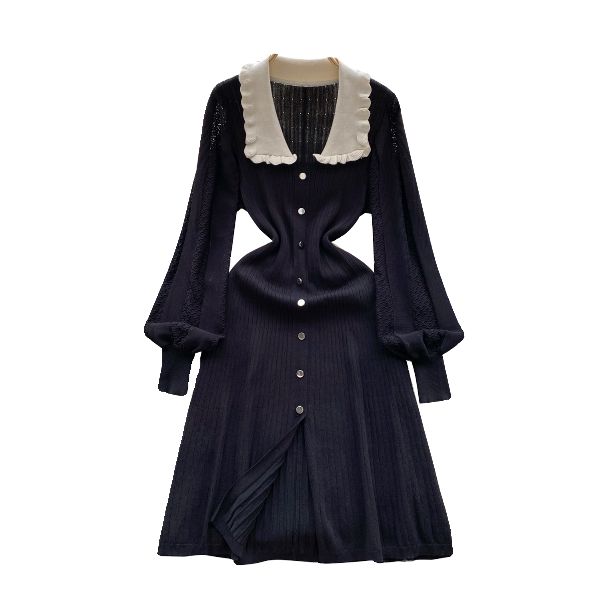 Fairy Lapel Single-breasted Shirt Dress