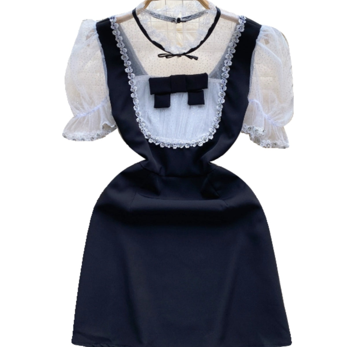 Color Blocking Mesh Patchwork Lace Dress