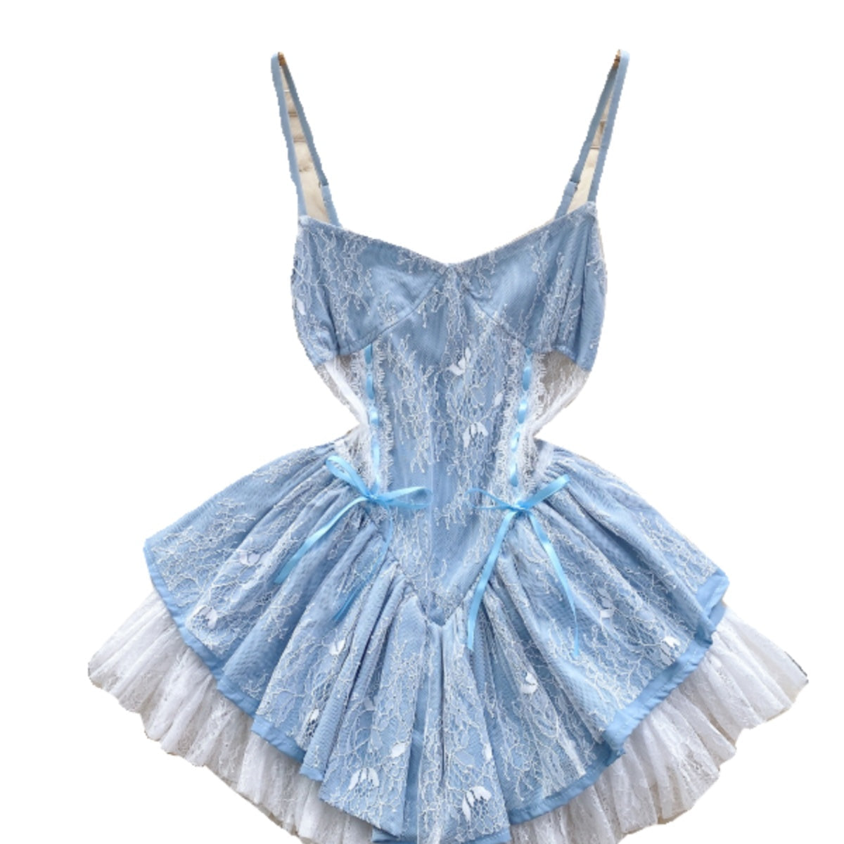Lace Slip Layered Puffy Dress