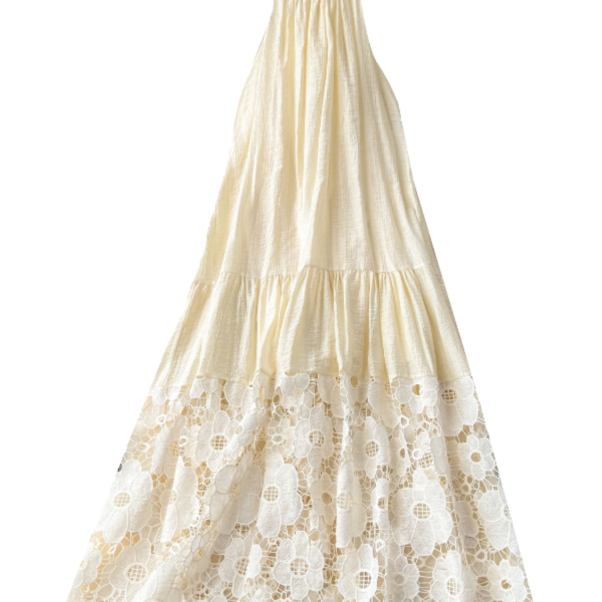 Niche Embroidered Lace-up Halter Dress