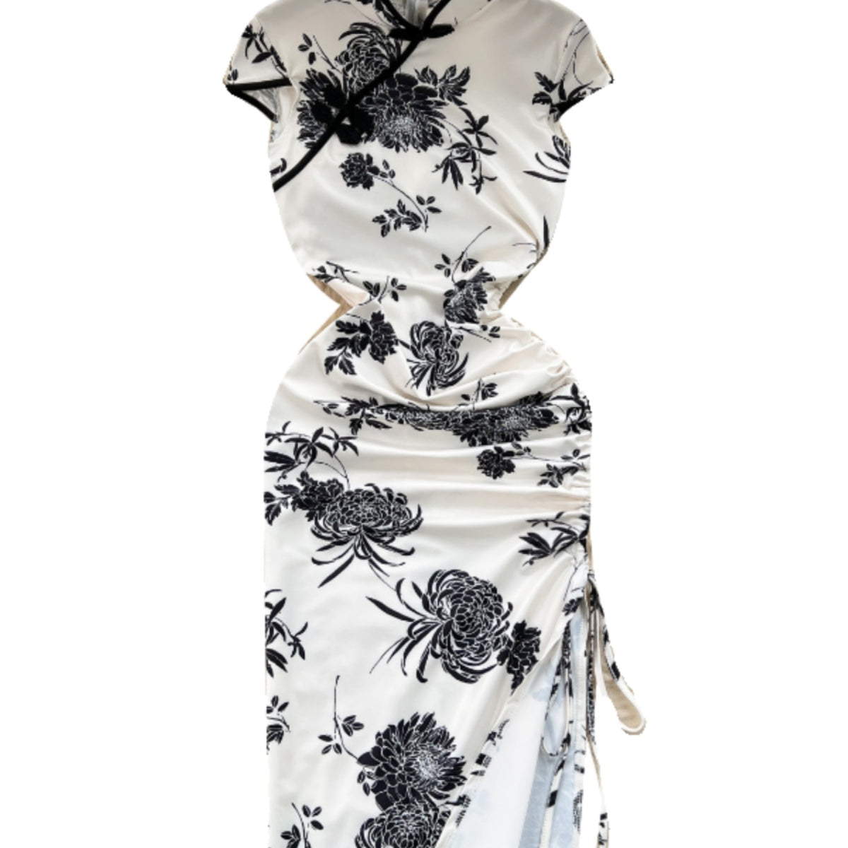 Ethnic Floral Printed Hip-wrapping Cheongsam