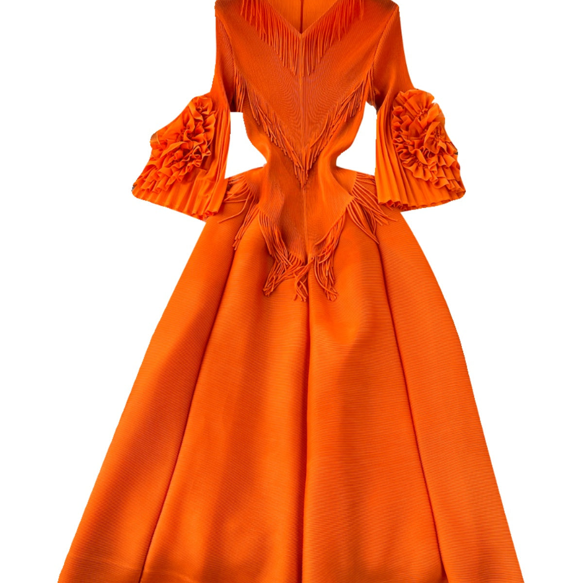Courtly Solid Color Ruffled Dress