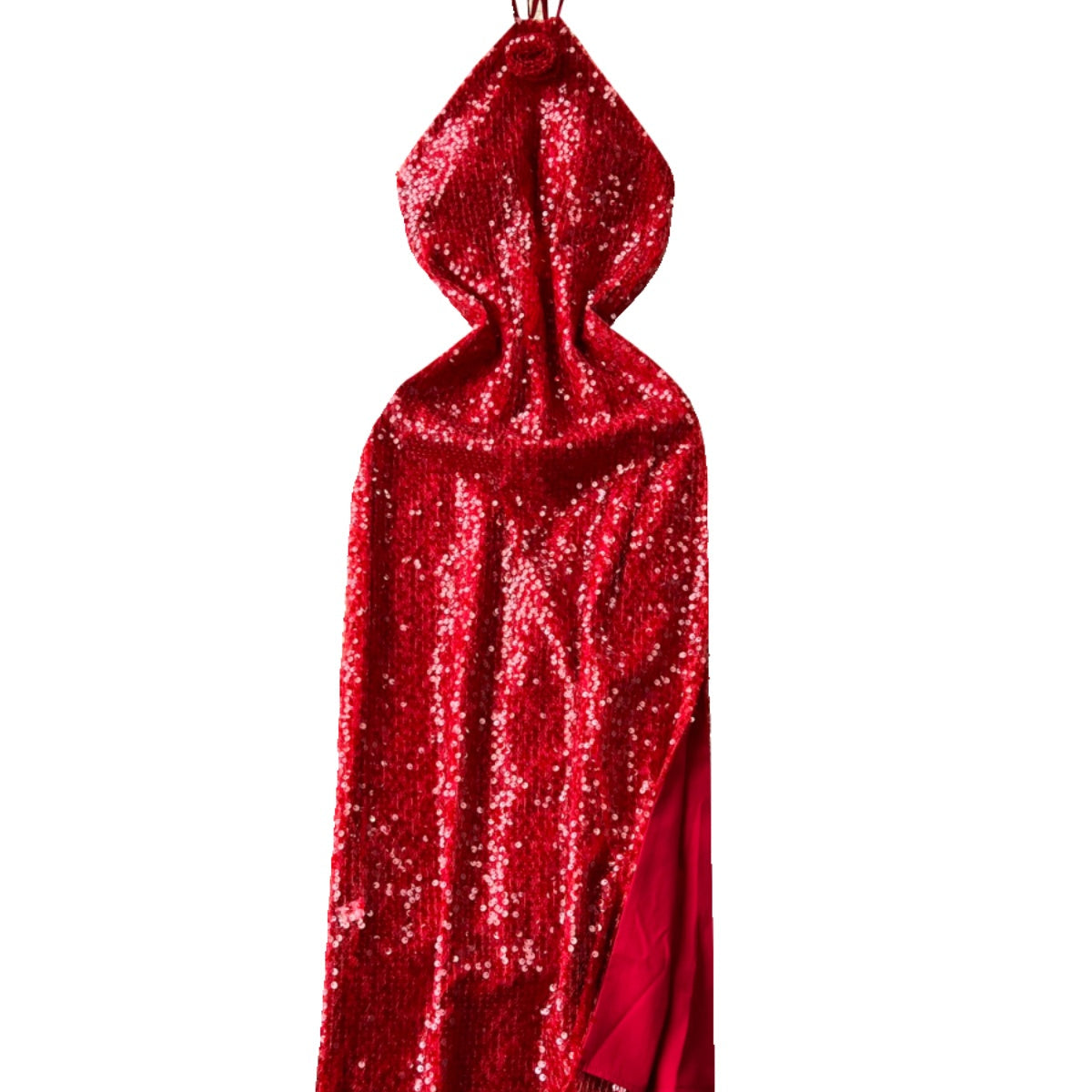 Premium Sequined Split Halter Dress