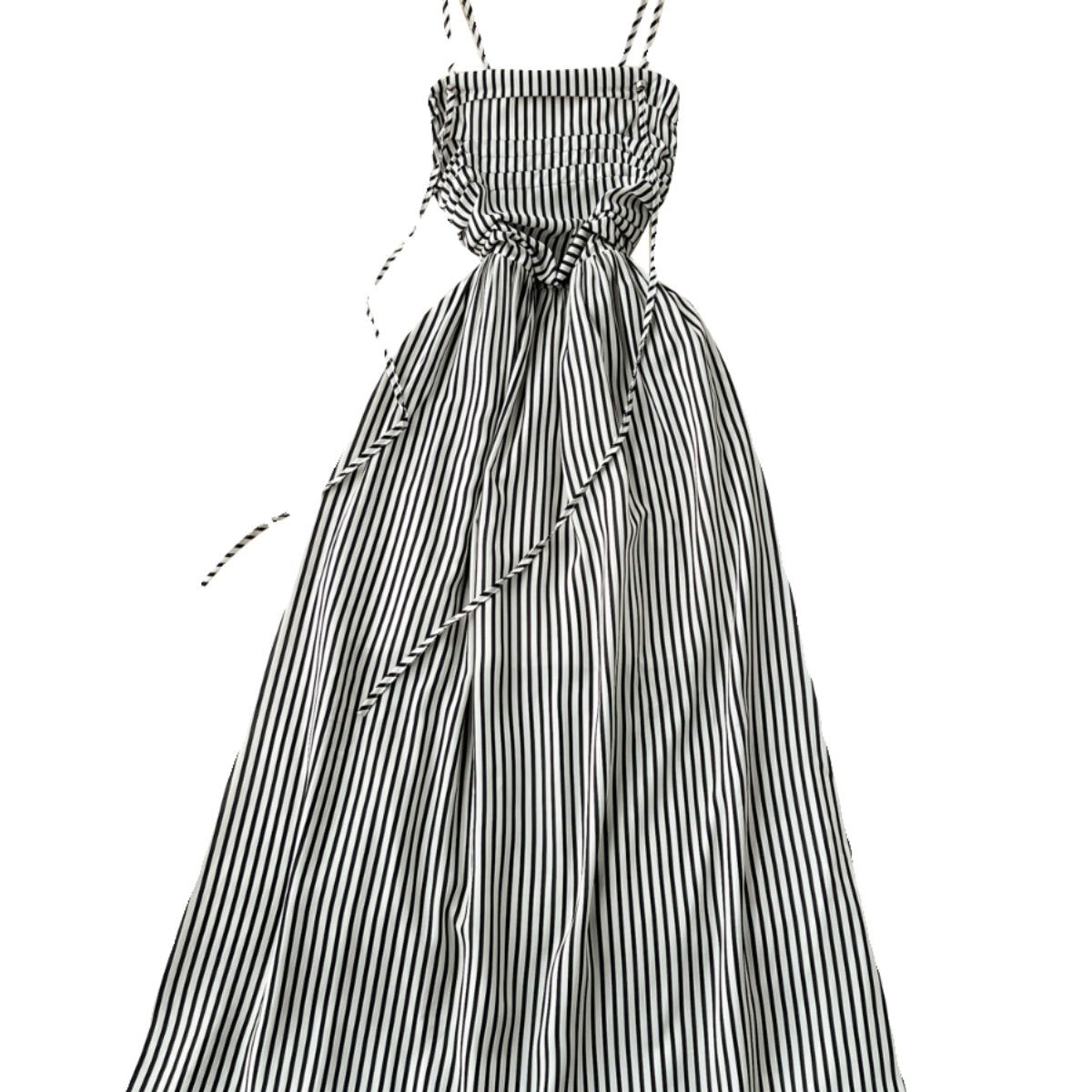 High-end Striped Pleated Slip Dress