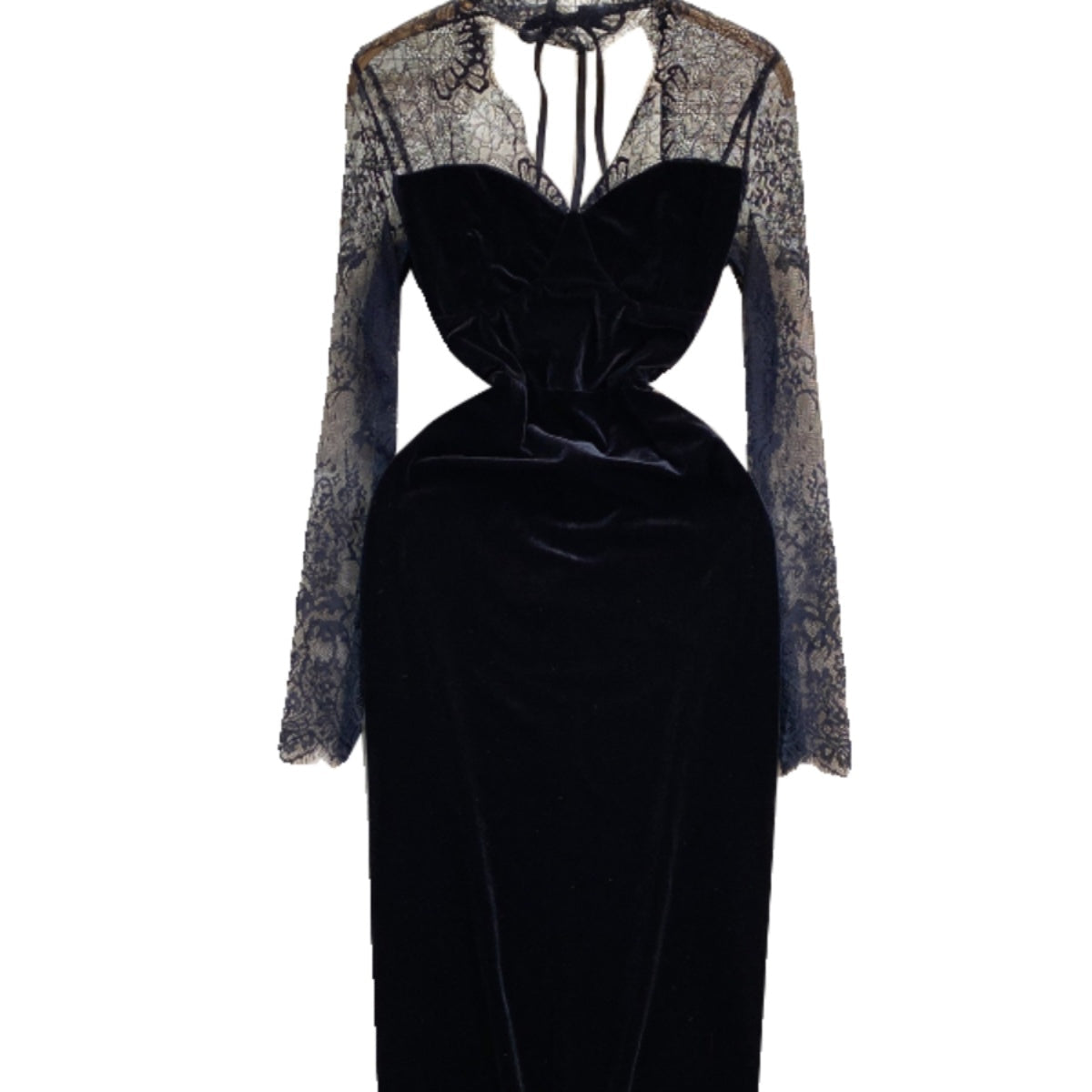 Retro Black Lace Patchwork Dress