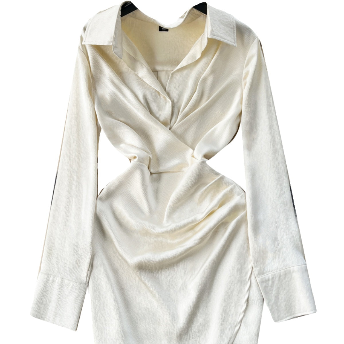 Elegant Lapeled Pleated Shirt Dress