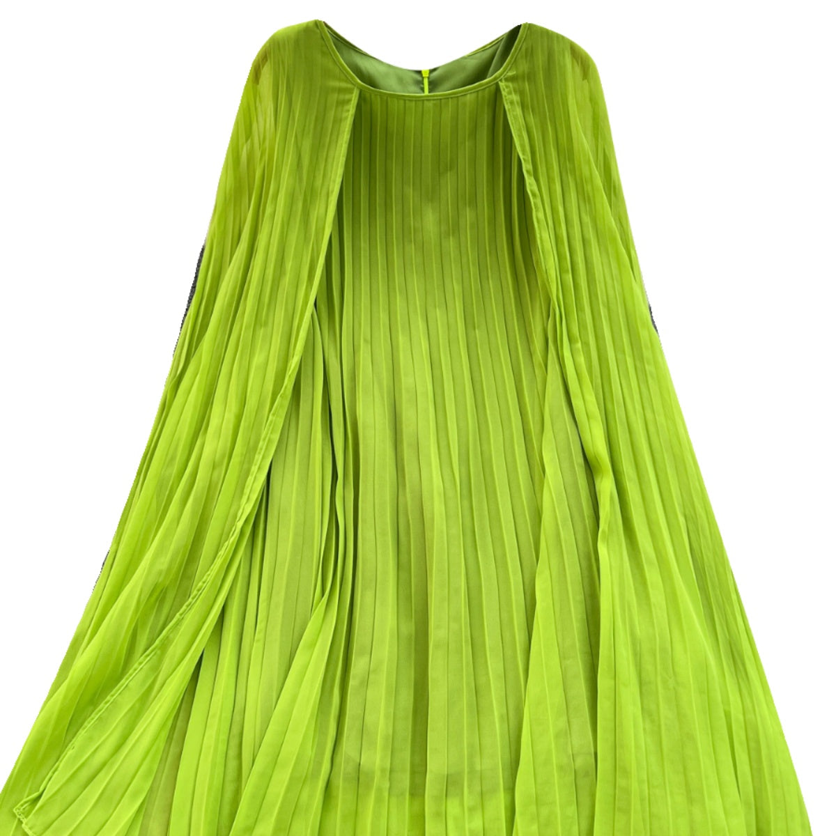 Solid Color Pleated Cape Dress