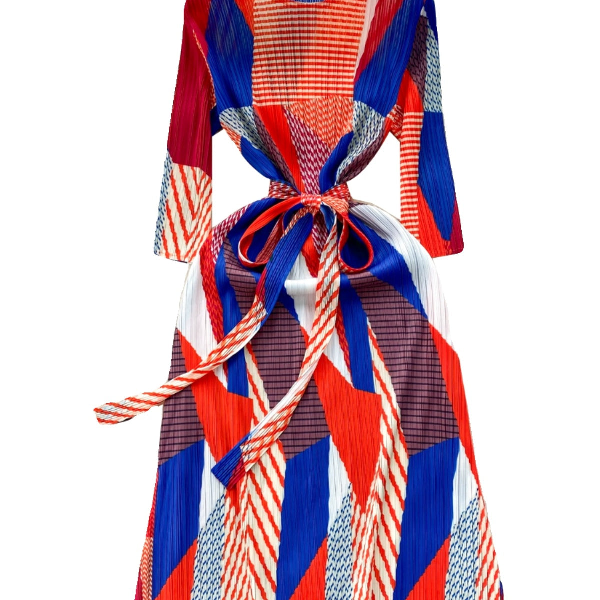 Crew Neck Lace-up Printed Dress