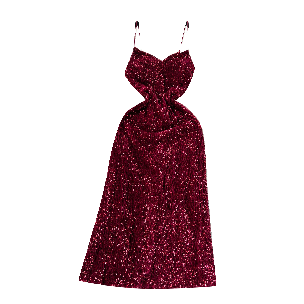 French Style Sequined Suede Slip Dress