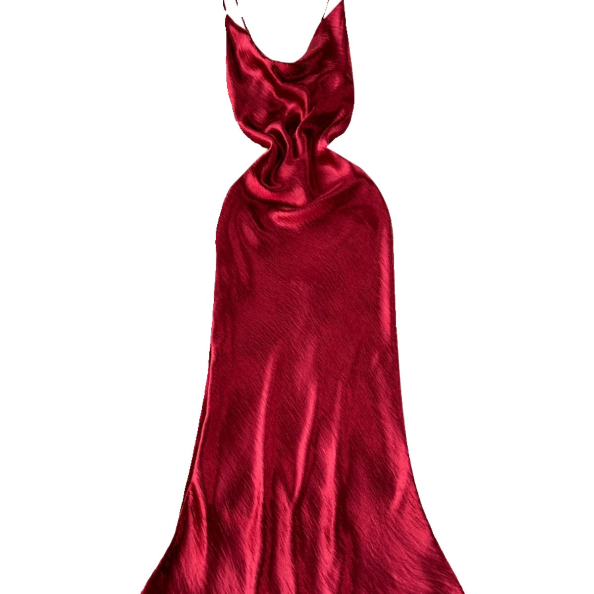 Elegant Red Satin Slip Dress