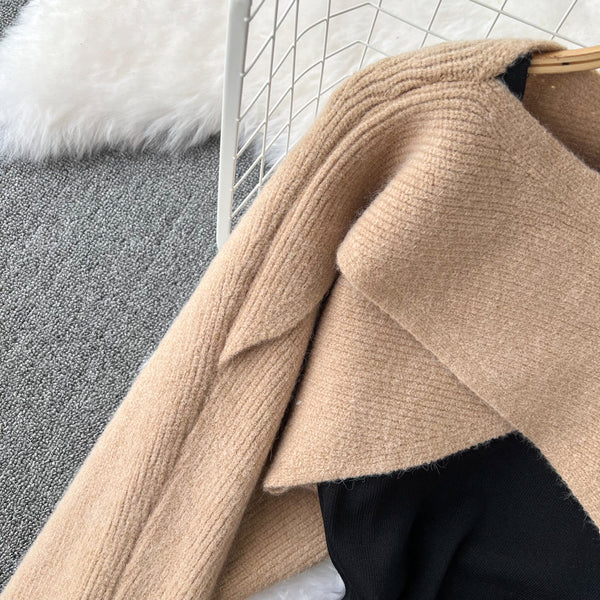 Crew Neck Smock&Slip Dress Knitted 2Pcs