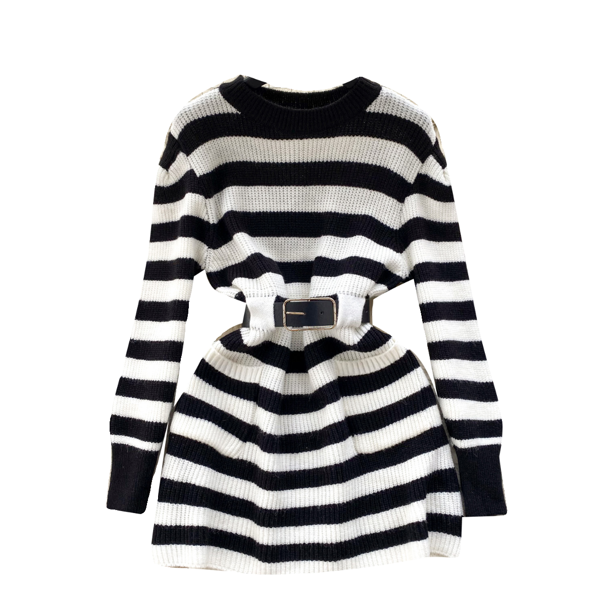 Color Blocking Striped Knitted Dress