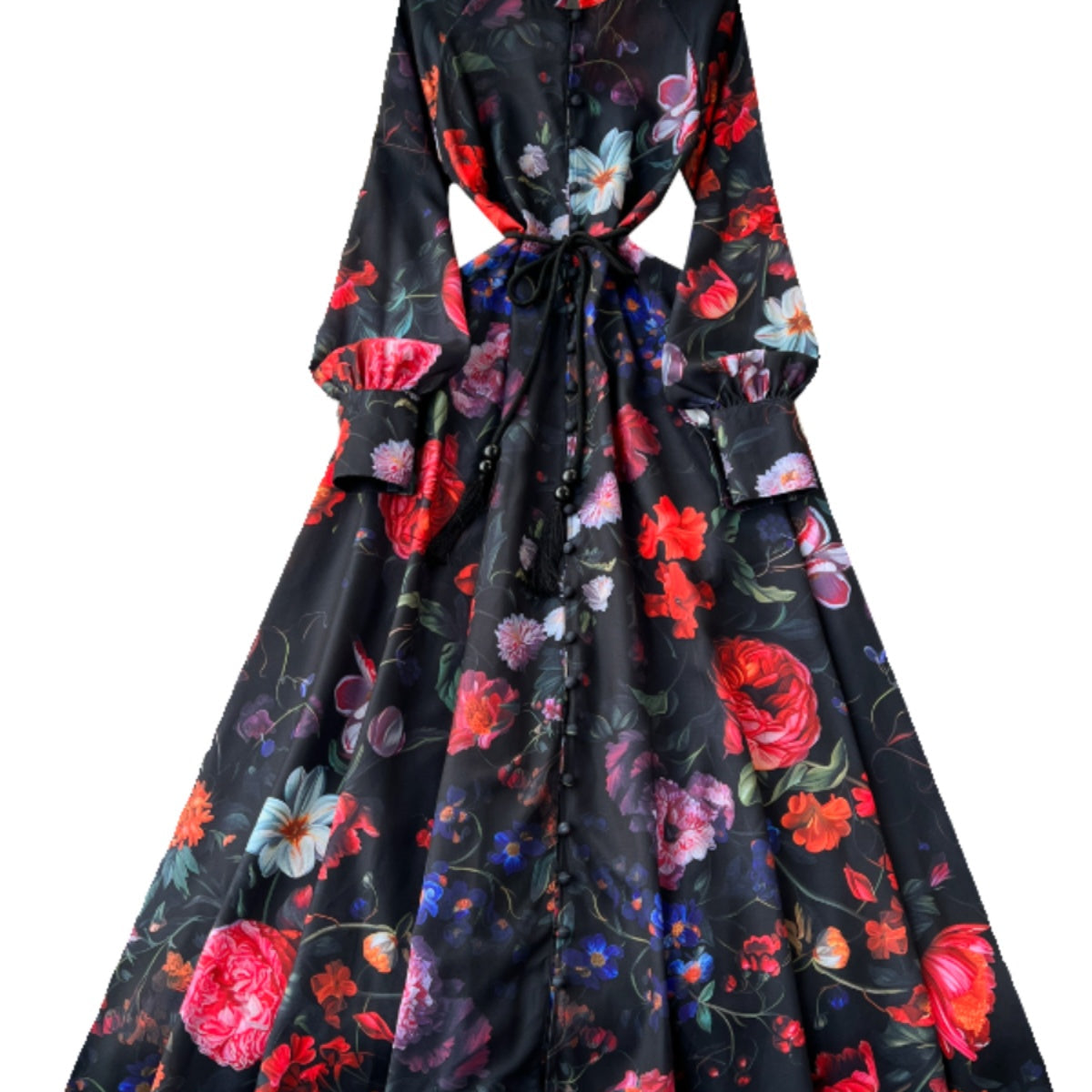 Floral Printed Single-breasted Shirt Dress