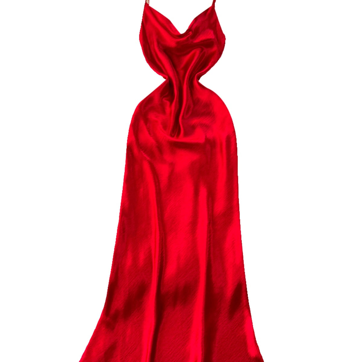 Elegant Hollowed Satin Slip Dress