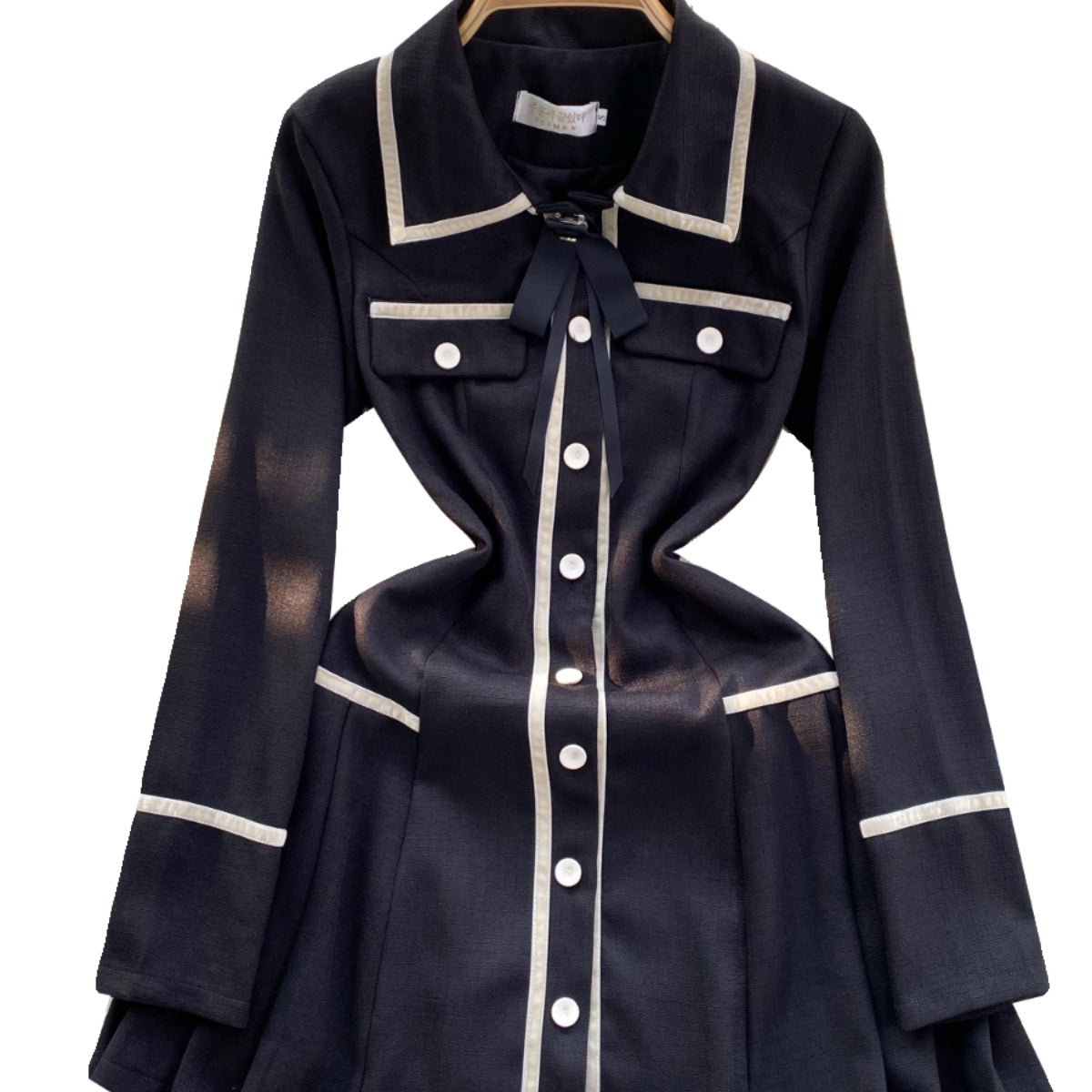 Korean Style Color Blocking Shirt Dress