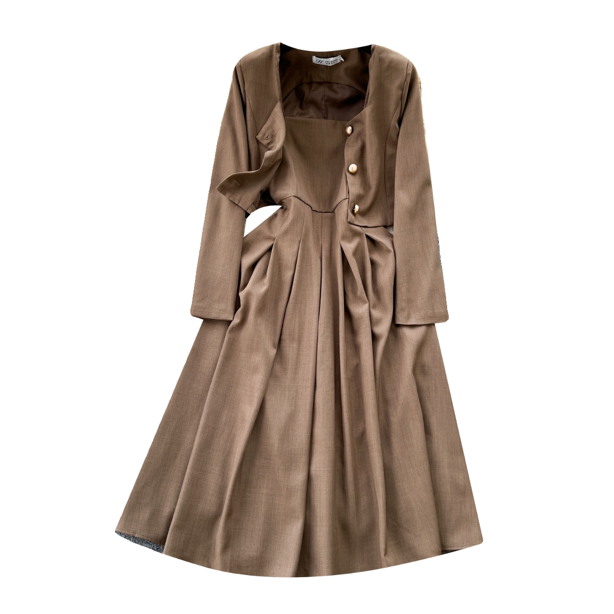 Short Jacket&Pleated Slip Dress OL 2Pcs