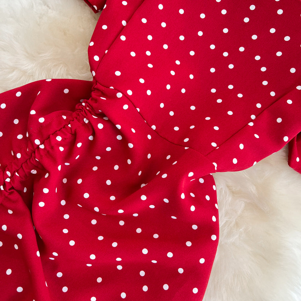 Fairy Puffy-sleeve Polka Dot Dress