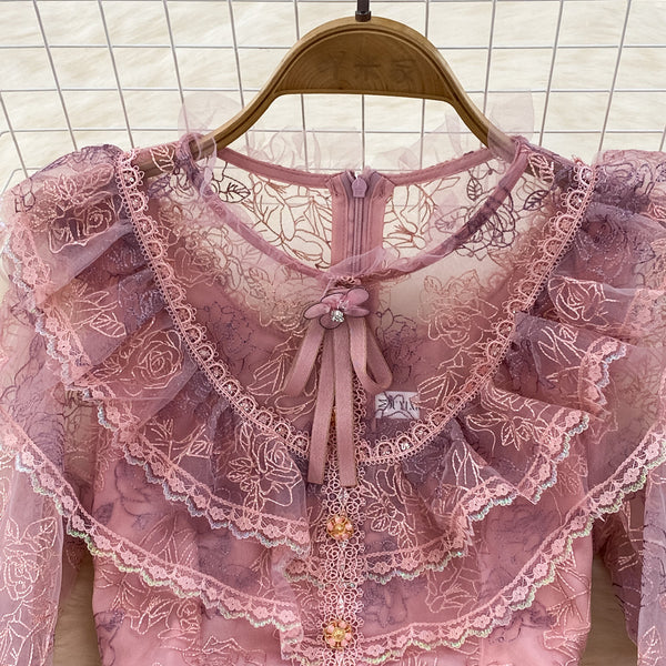 Lace Patchwork Sequin Tweed Dress