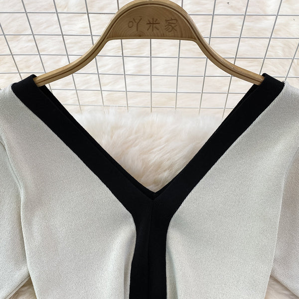 Vintage Color Blocking Knitted Dress