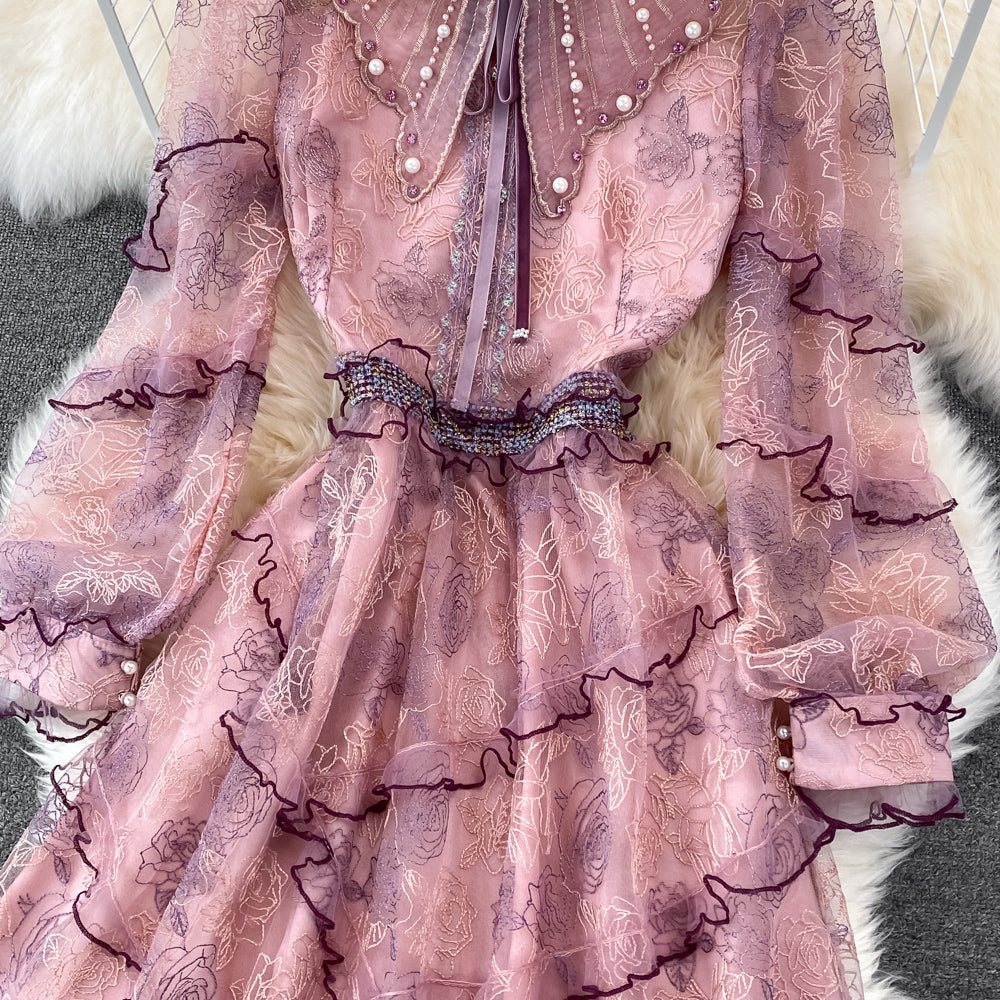 Fairy Beaded Lace Puffy Dress