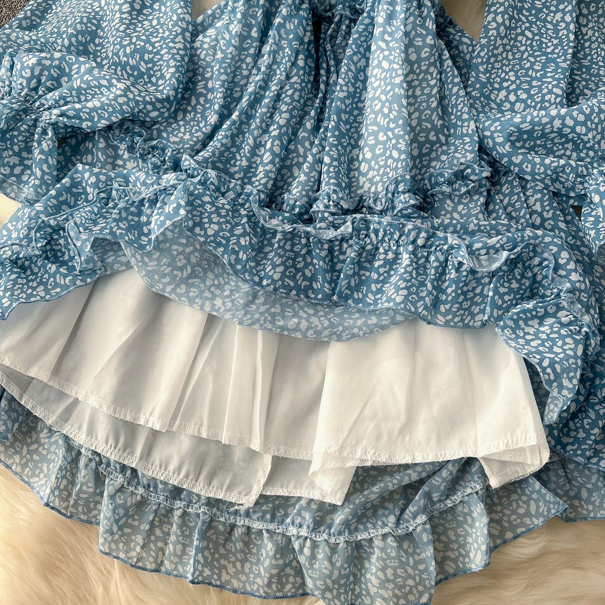 Niche Hollowed Floral Chiffon Dress